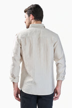 Xkind Beige Crush Wrinkled Look Regular Fit Shirt