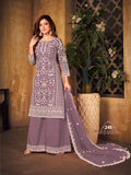 Anaita Lavender Embroidered Net Plazzo Suit - Distacart