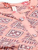 Juniper Womens Peach Cambric Printed Tiered Maxi Dress - Distacart