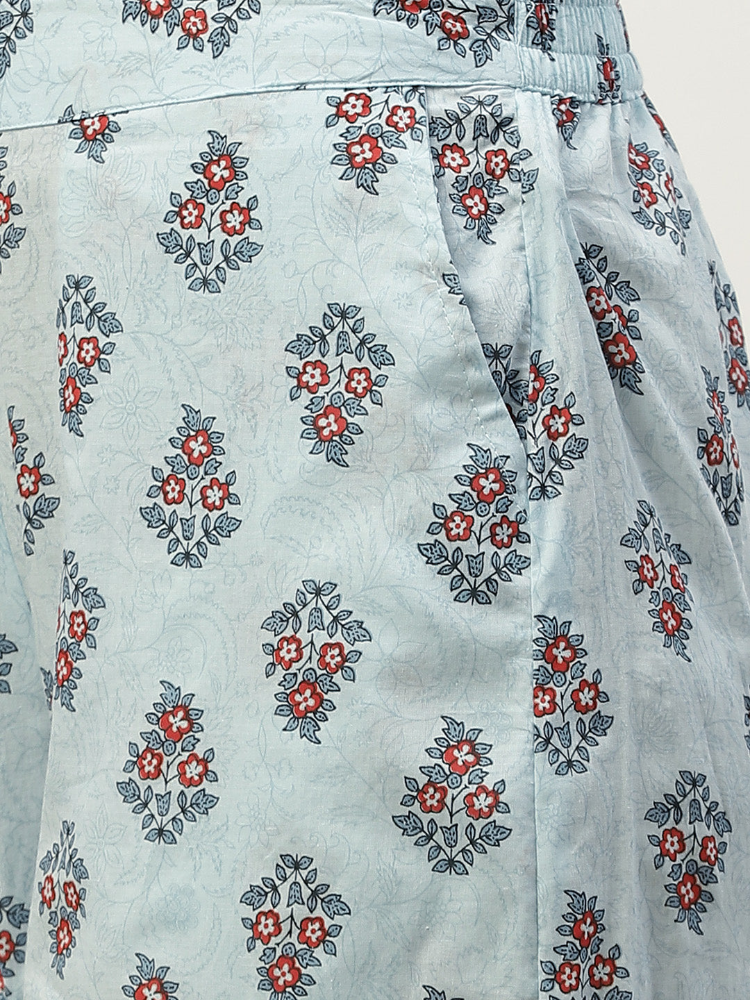 Juniper Women Blue Cambric Printed Asymmetric Clothing Set - Distacart