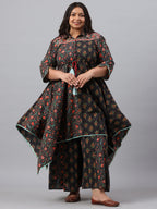 Juniper Women`s Black Cambric Festive Wear Printed Asymmetric Clothing Set - Distacart
