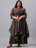 Juniper Women`s Black Cambric Festive Wear Printed Asymmetric Clothing Set - Distacart