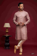 Raivat Ethnic Art Silk Digital Print Pintux Work Kurta Pajama In Light Pink Colour