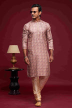 Raivat Ethnic Art Silk Digital Print Pintux Work Kurta Pajama In Light Pink Colour