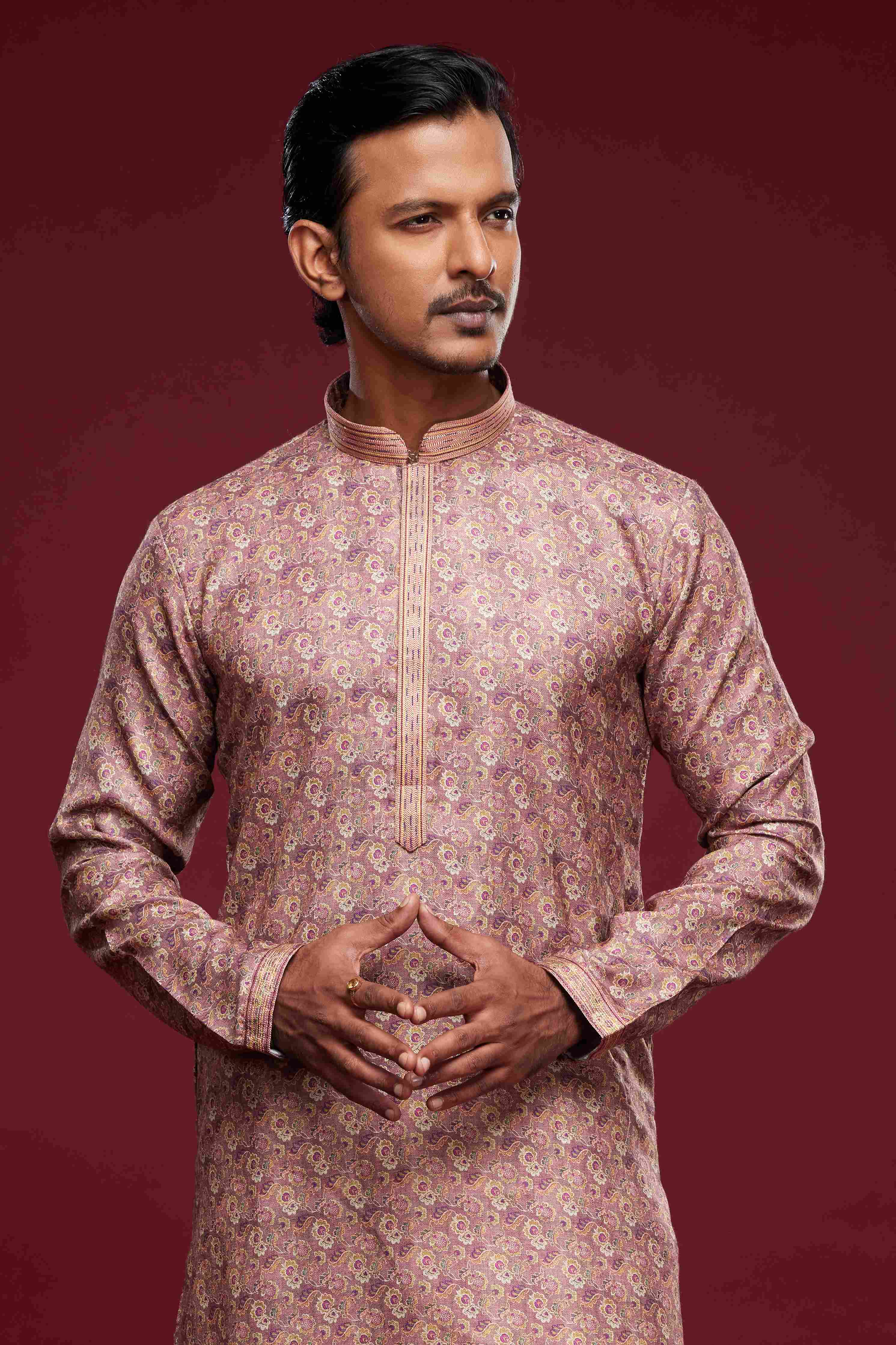 Raivat Ethnic Art Silk Digital Print Pintux Work Kurta Pajama In Light Pink Colour