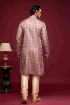 Raivat Ethnic Art Silk Digital Print Pintux Work Kurta Pajama In Light Pink Colour
