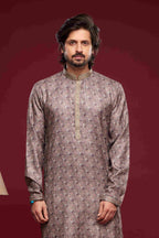 Raivat Ethnic Art Silk Digital Print Pintux Work Kurta Pajama In Grey Colour