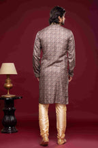 Raivat Ethnic Art Silk Digital Print Pintux Work Kurta Pajama In Grey Colour