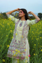 Juniper Women's Limegreen Cambric Printed Straight Kurta Sets - Distacart