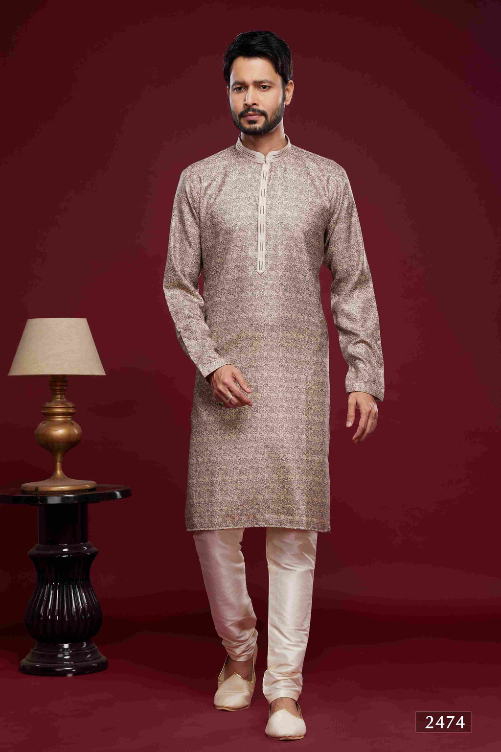 Raivat Ethnic Art Silk Digital Print Pintux Work Kurta Pajama In Brown Colour