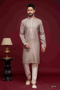 Raivat Ethnic Art Silk Digital Print Pintux Work Kurta Pajama In Brown Colour