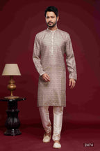 Raivat Ethnic Art Silk Digital Print Pintux Work Kurta Pajama In Brown Colour