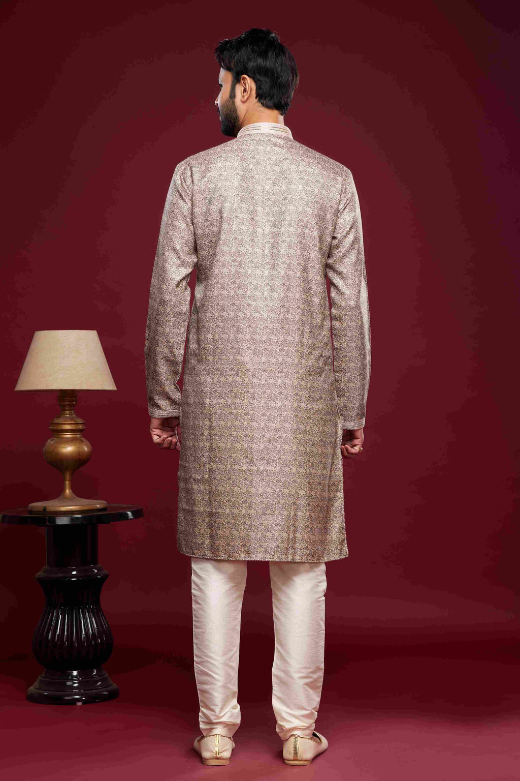 Raivat Ethnic Art Silk Digital Print Pintux Work Kurta Pajama In Brown Colour