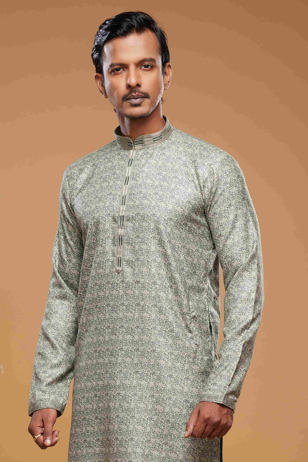 Raivat Ethnic Art Silk Digital Print Pintux Work Kurta Pajama In Green Colour