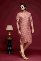 Raivat Ethnic Art Silk Digital Print Pintux Work Kurta Pajama In Pink Colour
