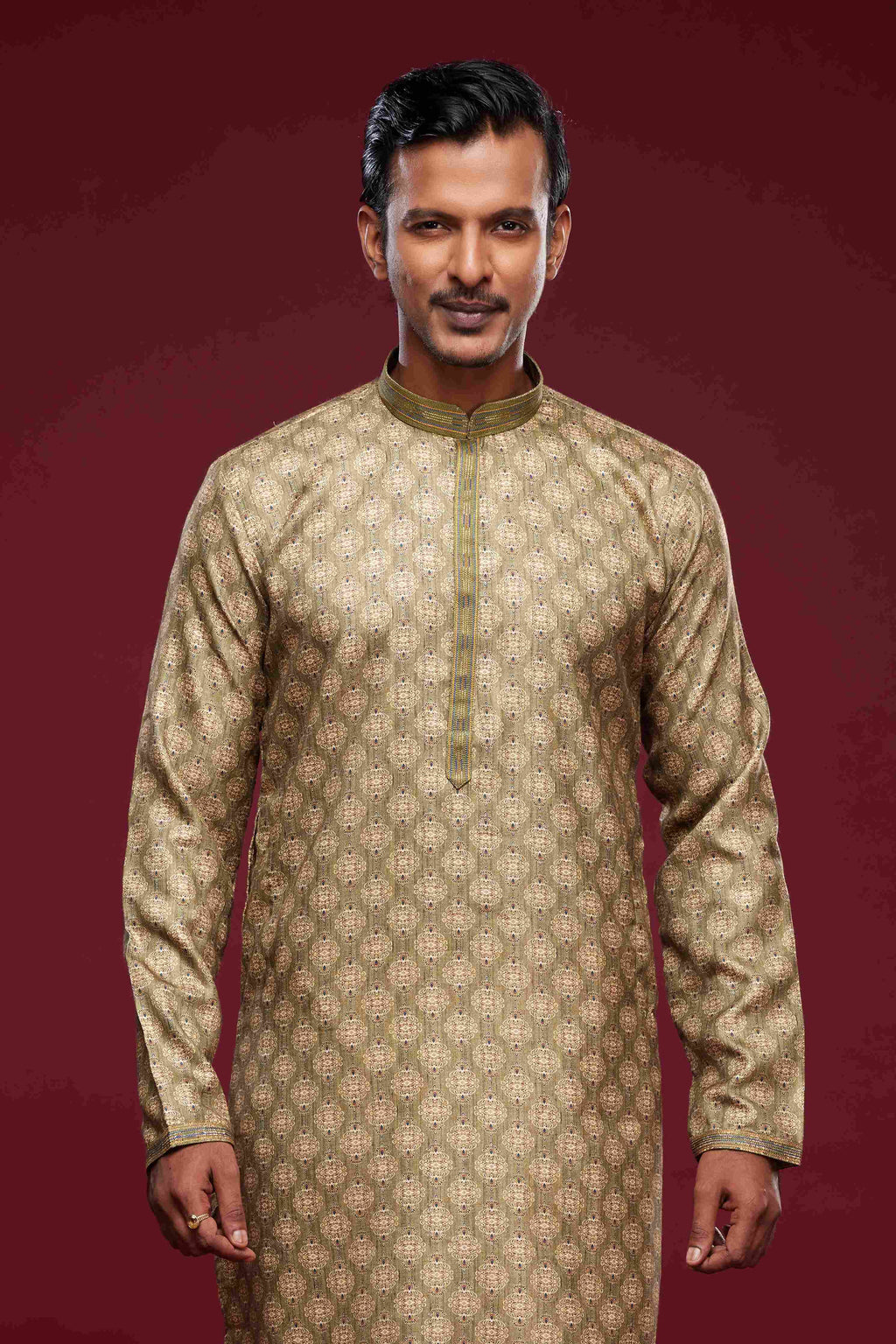Raivat Ethnic Art Silk Digital Print Pintux Work Kurta Pajama In Light Green Colour
