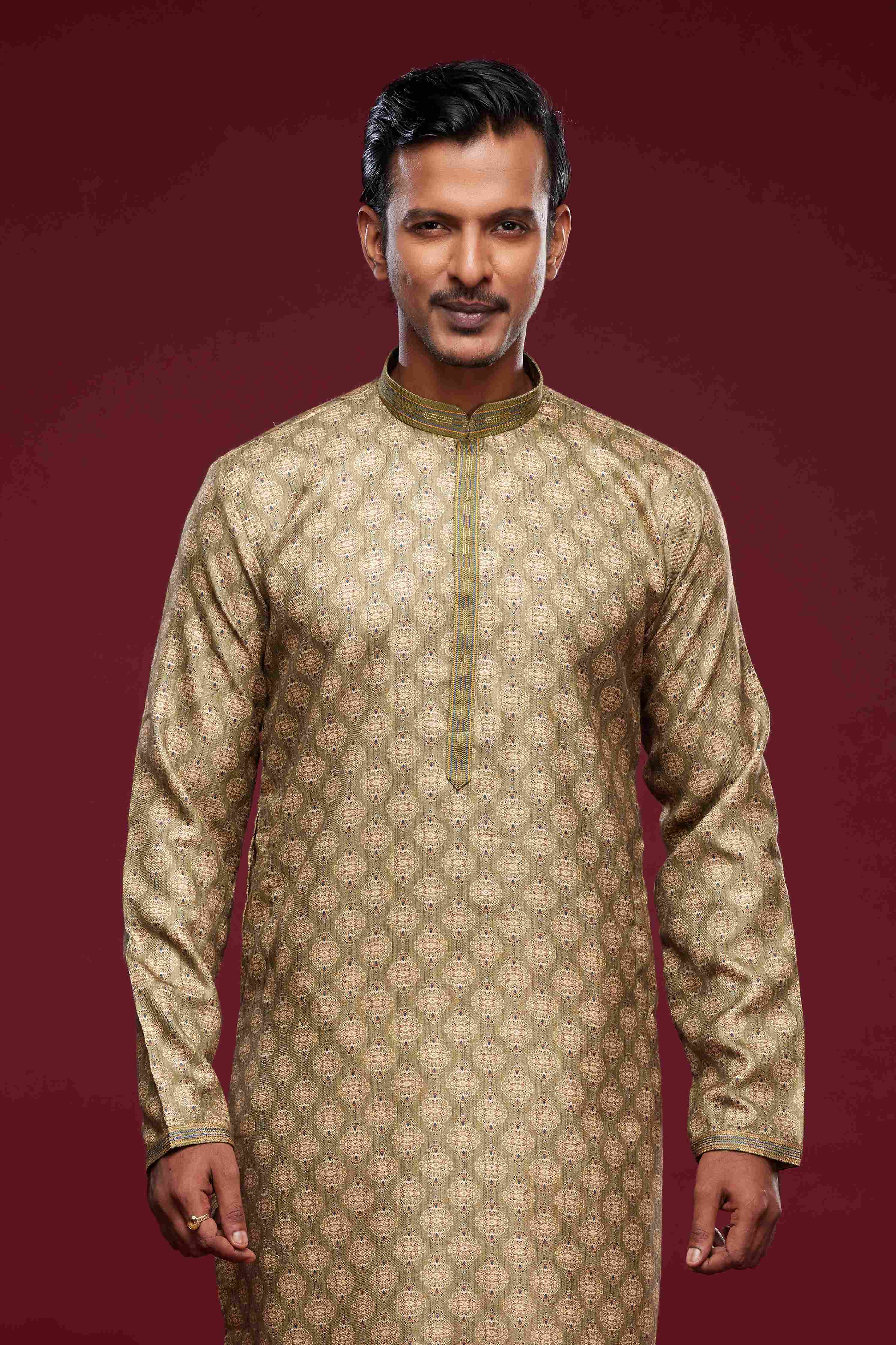 Raivat Ethnic Art Silk Digital Print Pintux Work Kurta Pajama In Light Green Colour