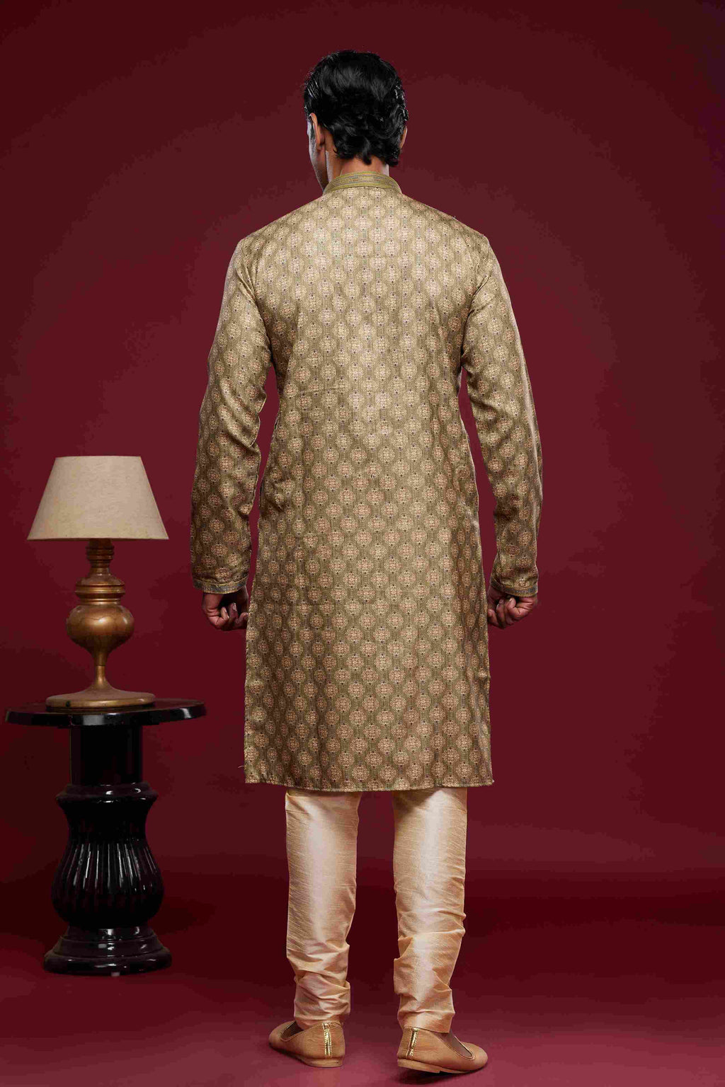 Raivat Ethnic Art Silk Digital Print Pintux Work Kurta Pajama In Light Green Colour