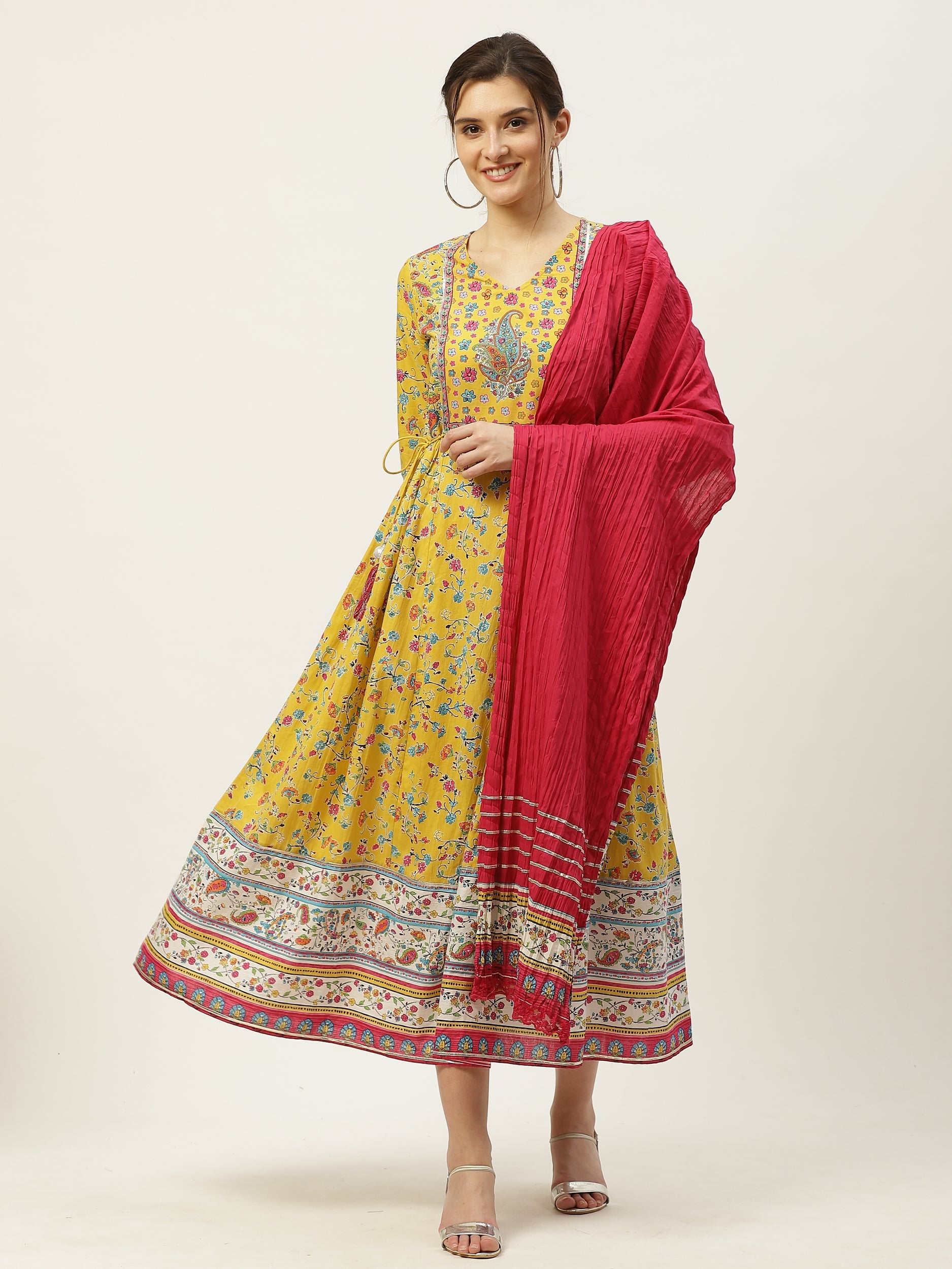Juniper Womens Yellow Cambric Printed Maxi Dress - Distacart
