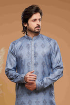 Raivat Ethnic Art Silk Digital Print Pintux Work Kurta Pajama In Blue Colour