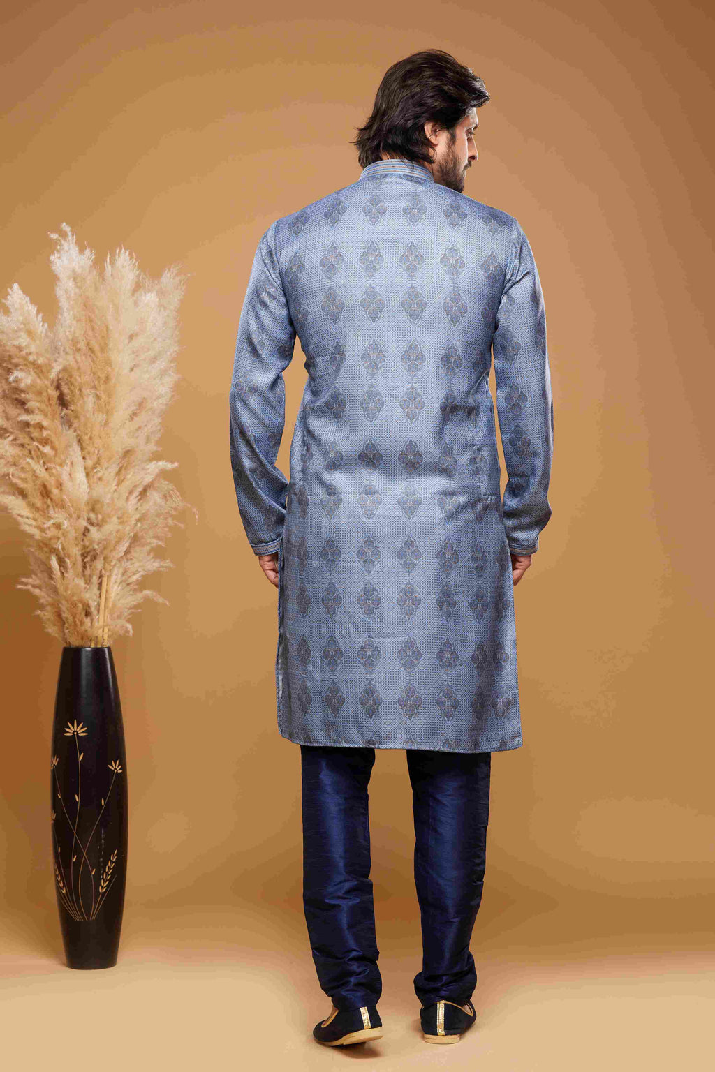 Raivat Ethnic Art Silk Digital Print Pintux Work Kurta Pajama In Blue Colour