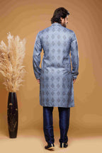 Raivat Ethnic Art Silk Digital Print Pintux Work Kurta Pajama In Blue Colour