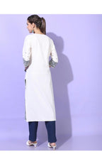 Maai Rayon Hand Printed Kurta White - Distacart