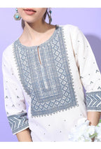 Maai Rayon Hand Printed Kurta White - Distacart