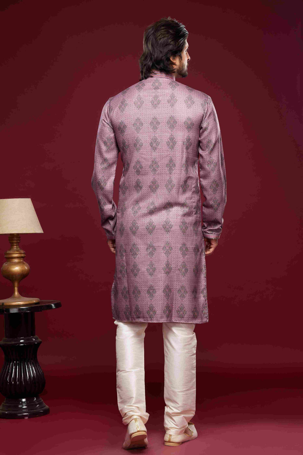 Raivat Ethnic Art Silk Digital Print Pintux Work Kurta Pajama In Magenta Colour