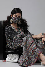 Juniper Women's Black Cambric Printed High-Low Kurta Sets - Distacart