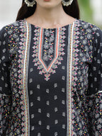 Juniper Womens Black Cambric Multicolor Placement Printed Kurta Palazzo Set - Distacart