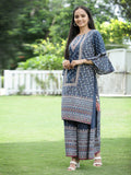 Juniper Women's Indigo Cambric Printed High-Low Kurta Sets - Distacart