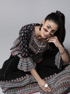 Juniper Womens Black Color Floral Printed Cambric Clothing Set - Distacart