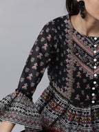 Juniper Womens Black Color Floral Printed Cambric Clothing Set - Distacart
