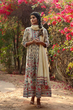 Juniper Women Beige Cambric Printed Flared Dress - Distacart