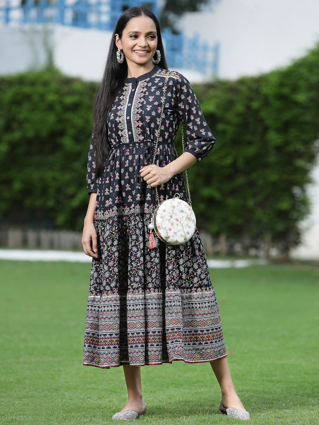 Juniper Womens Black Cambric Printed Dress - Distacart