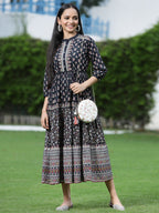 Juniper Womens Black Cambric Printed Dress - Distacart
