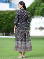 Juniper Women's Black Cambric Printed Tiered Dress - Distacart