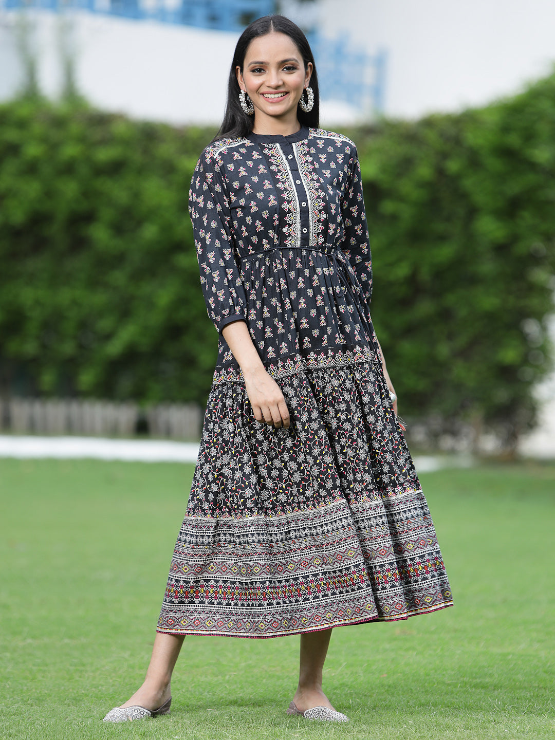 Juniper Womens Black Cambric Printed Dress - Distacart