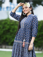 Juniper Womens Indigo Cambric Printed Dress - Distacart