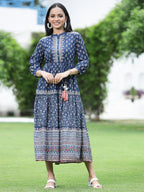 Juniper Womens Indigo Cambric Printed Dress - Distacart