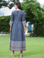Juniper Womens Indigo Cambric Printed Maxi Dress - Distacart