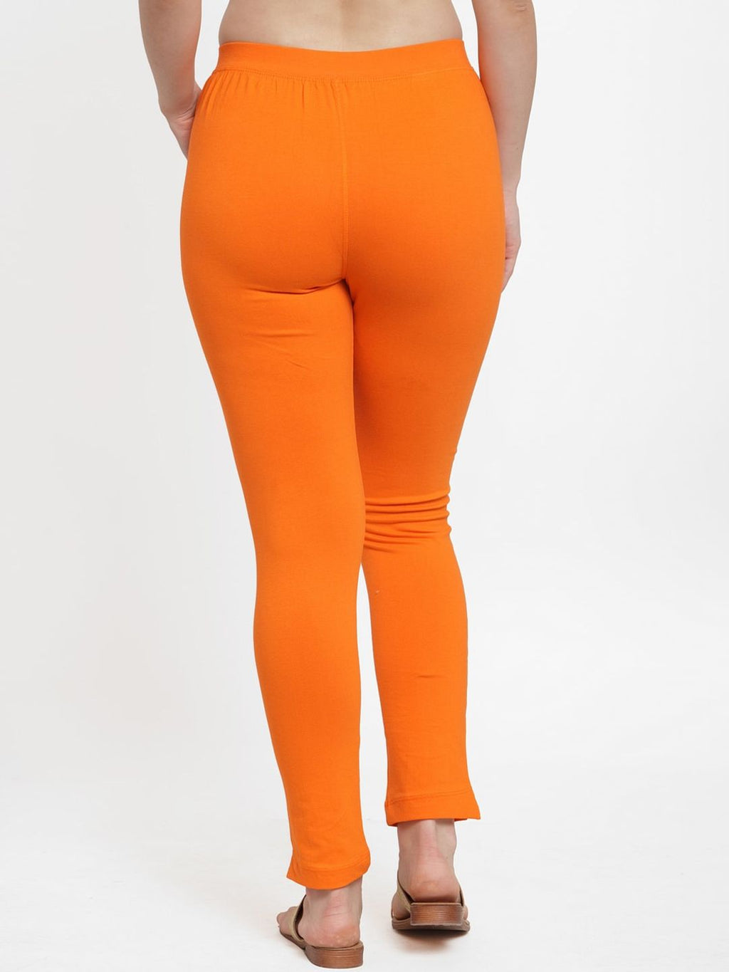 TAG 7 Women Pack Of 2 Orange & Black Solid Straight-Fit Ankle-Length Leggings