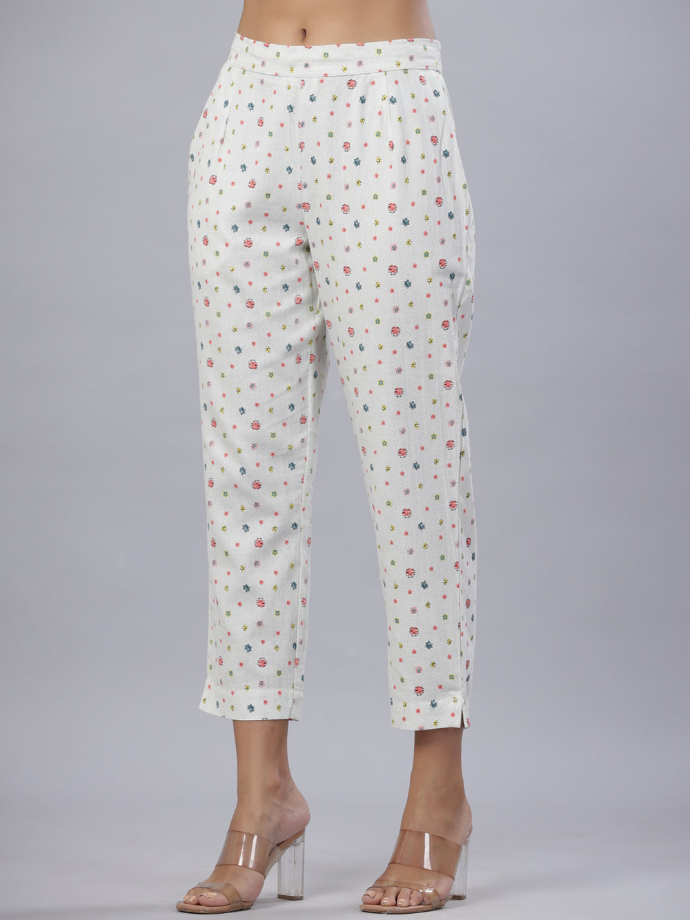 Juniper Coral Cotton Flex Printed Straight Pants - Distacart