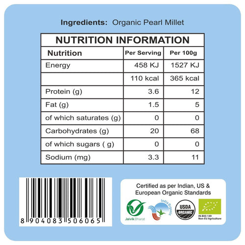  Organic Bajra (Pearl Millet) Flour 500gm