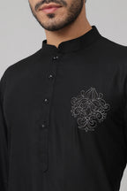 Coal Motif Embroidered Cotton Kurta by Hilo Design