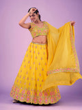 Myra Yellow Georgette Embroidered Designer Lehenga