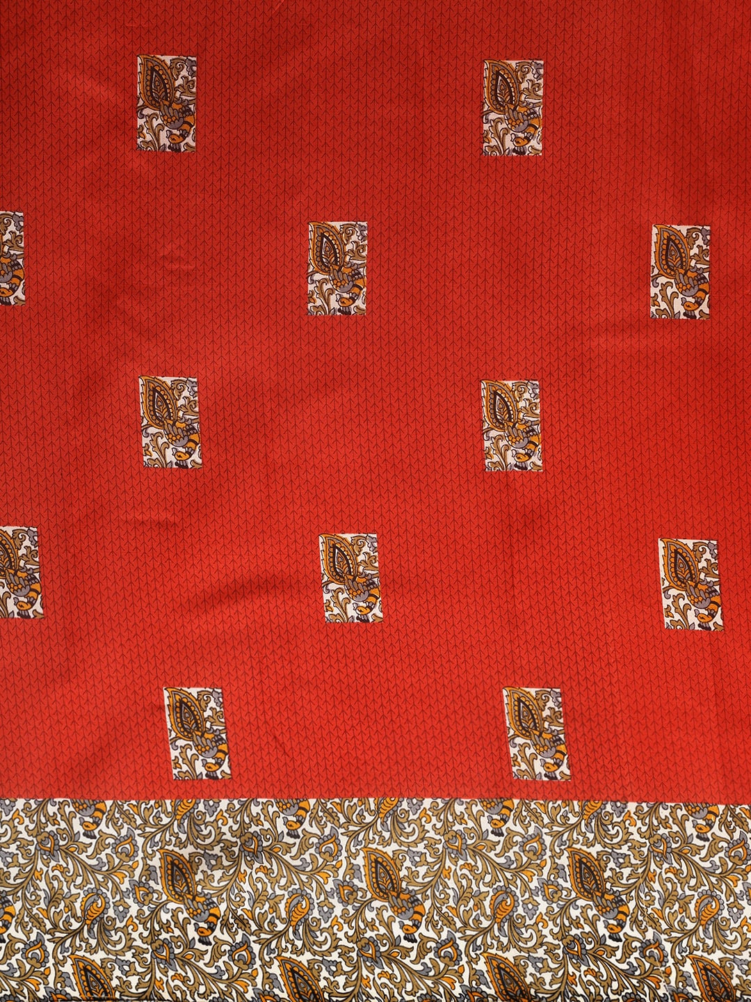 Saree Mall Rust Red & Orange Art Silk Printed Bhagalpuri Saree - Distacart