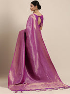 Saree Mall Purple Ethnic Motifs Zari Silk Blend Banarasi Saree - Distacart