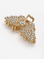 Panash Women Gold-Toned & White Embellished Claw Clip - Distacart
